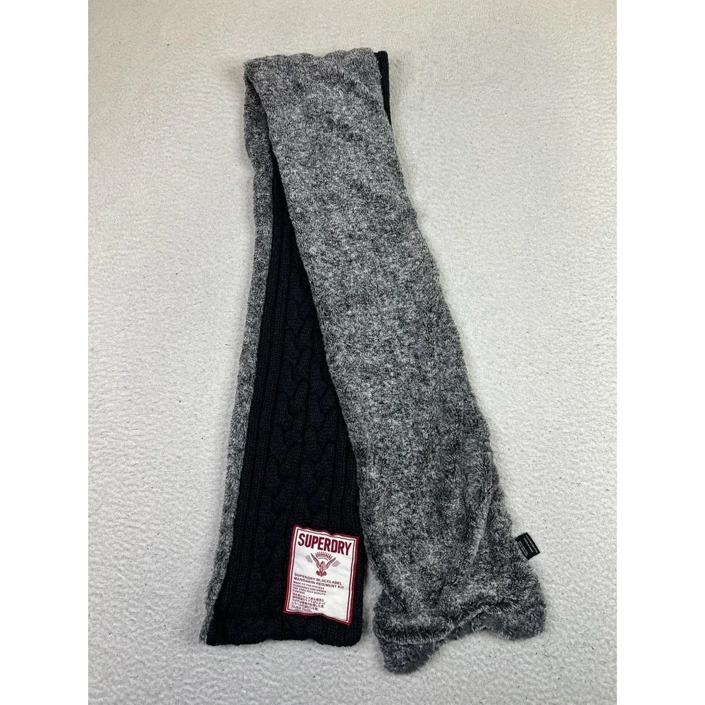 Superdry Blacklabel Scarf Mens One Size Cable Knit Faux Fur Snood Neck Warmer
